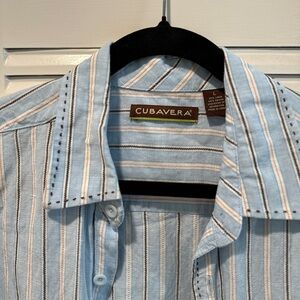 Cubavera Men's Blue Striped Shirt